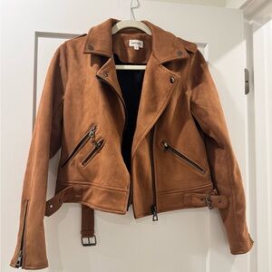 Superdown Tan Leather Biker Jacket
